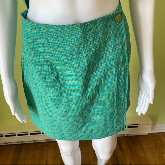 VTG Y2K AMY BYER BLUE GREEN GINGHAM TWO PIECE OUTFIT TOP AND SKORT SIZE 9 - Picture 5 of 8